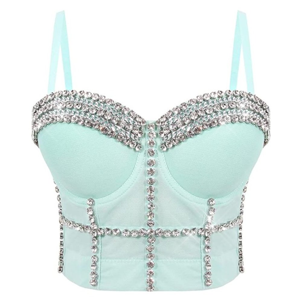 NEW Sparkling Bling Swarovski Crystal Rhinestone Bustier Bra Top + FREE … - Picture 2 of 14